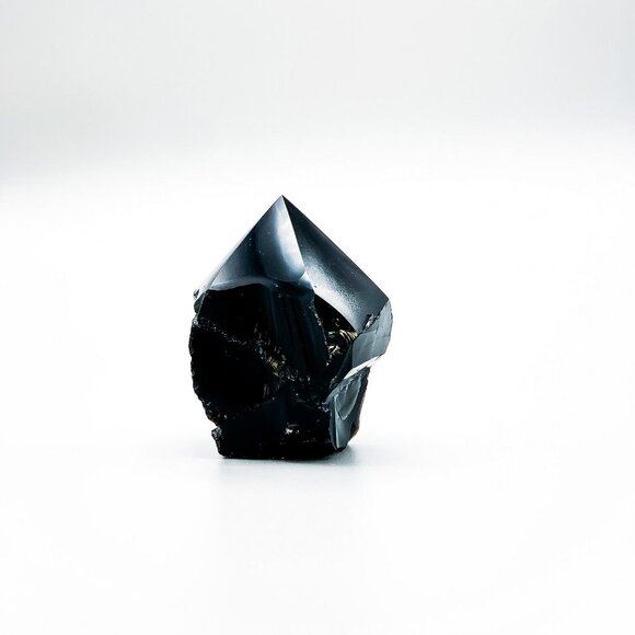 Black Obsidian Crystal, Generator Point, Rough Base, Polished Point - 300g+ - Picture 1 of 11